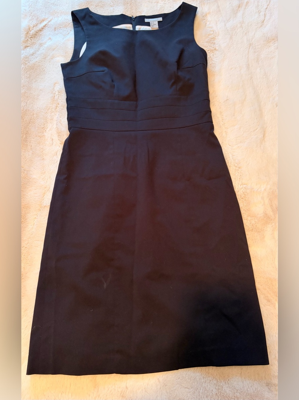 H&M Black Sleeveless Sheath Dress Size 8 Pleated Waist Career Workwear